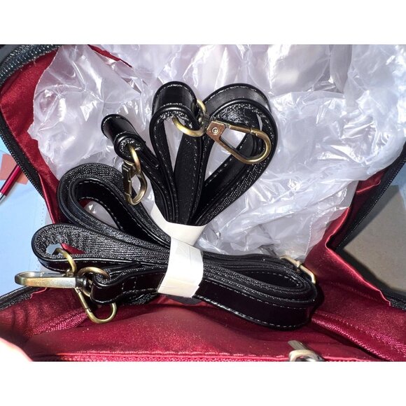 Real Working Clock Black Faux Leather Backpack With Gold Accents Adj Straps - Picture 4 of 4